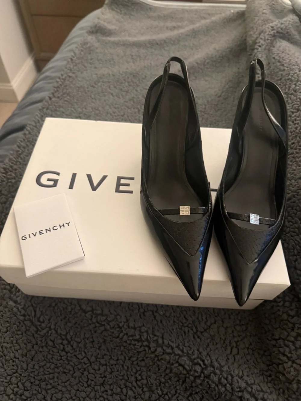Givenchy Black Pointed Slingback Wedges